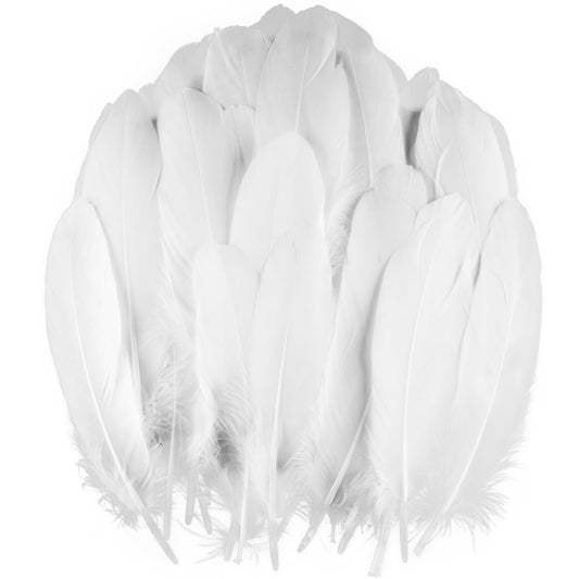 UNEEDE 120Pcs 6-8 Inch White Feathers, Natural Goose Feathers for DIY Wedding Decorations, Halloween Decoration,Angel Wings & Fairy Crafts