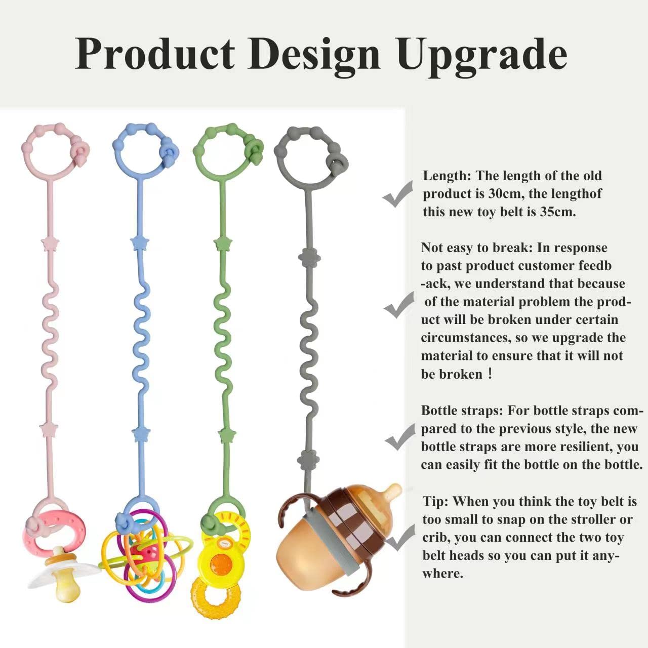 Toy Straps for Baby,RTMOK Silicone Setpacifier Clip,Applies to Car Seat Toy,Teether Toy,High Chair,Stroller Accessories,Baby Toy Clips,Cribs,Rocking Chair