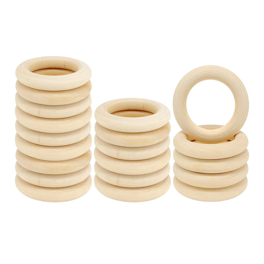 20PCS Natural Wood Rings for Crafts, Macrame Rings for DIY, Wooden Rings Without Paint, Pendant Connectors 55mm/2.2inch