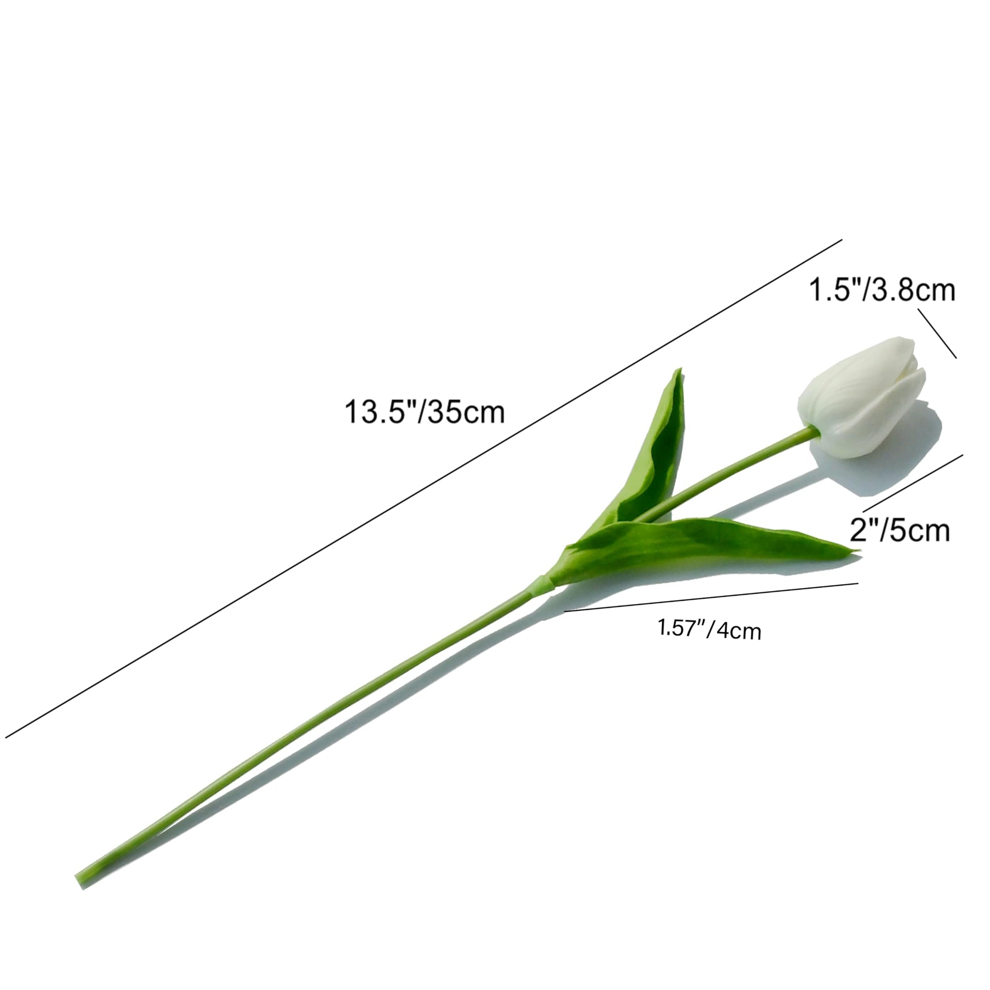 Mandy's Artificial Tulips 20 Stems White PU Faux Flowers for Wedding Home Decor 13.5 Inch