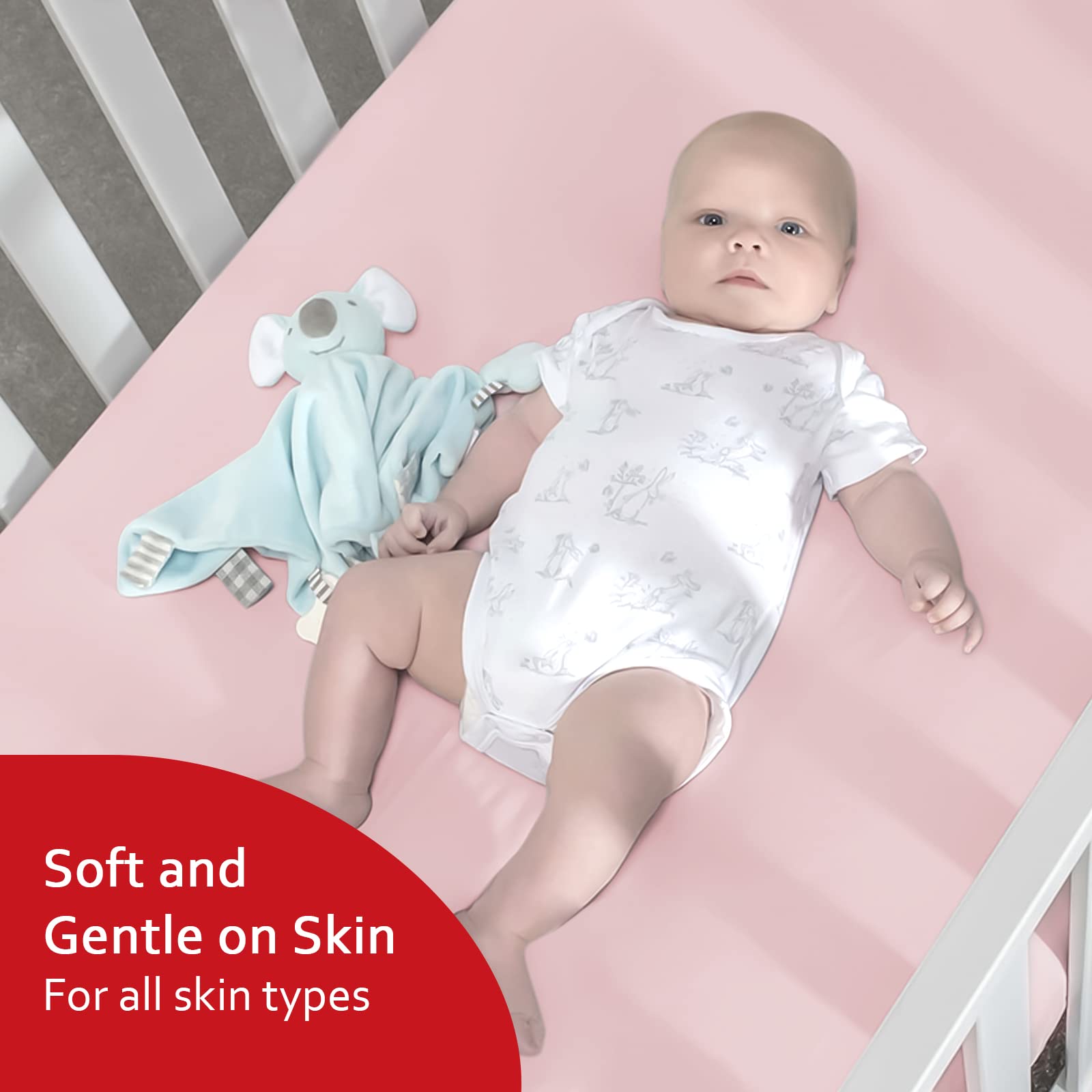 Crib Sheets for Girls 4 Pack, Fitted Crib Sheets for Standard Size Crib and Toddler Mattresses, Soft and Breathable Baby Gift Girl Set, Pink