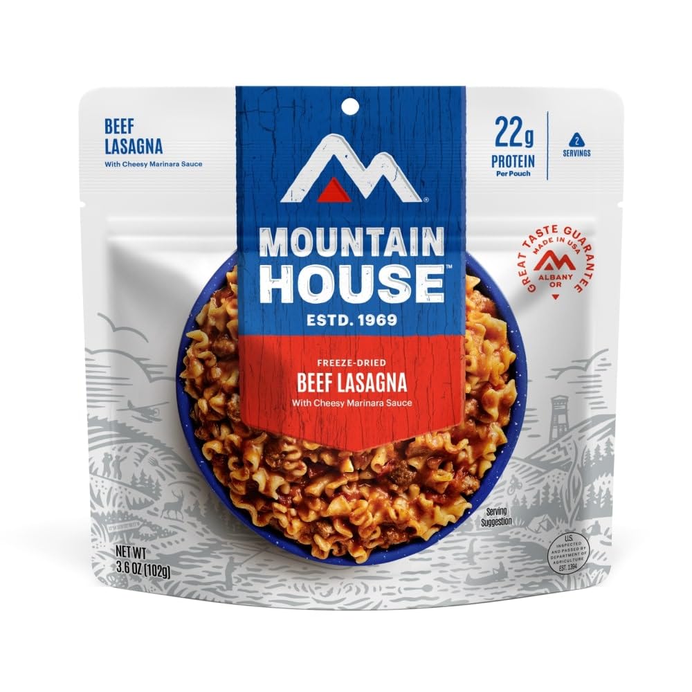 Mountain House Rindfleisch-Lasagne | Gefriergetrocknete Trekking- & Campingnahrung | 2 Portionen