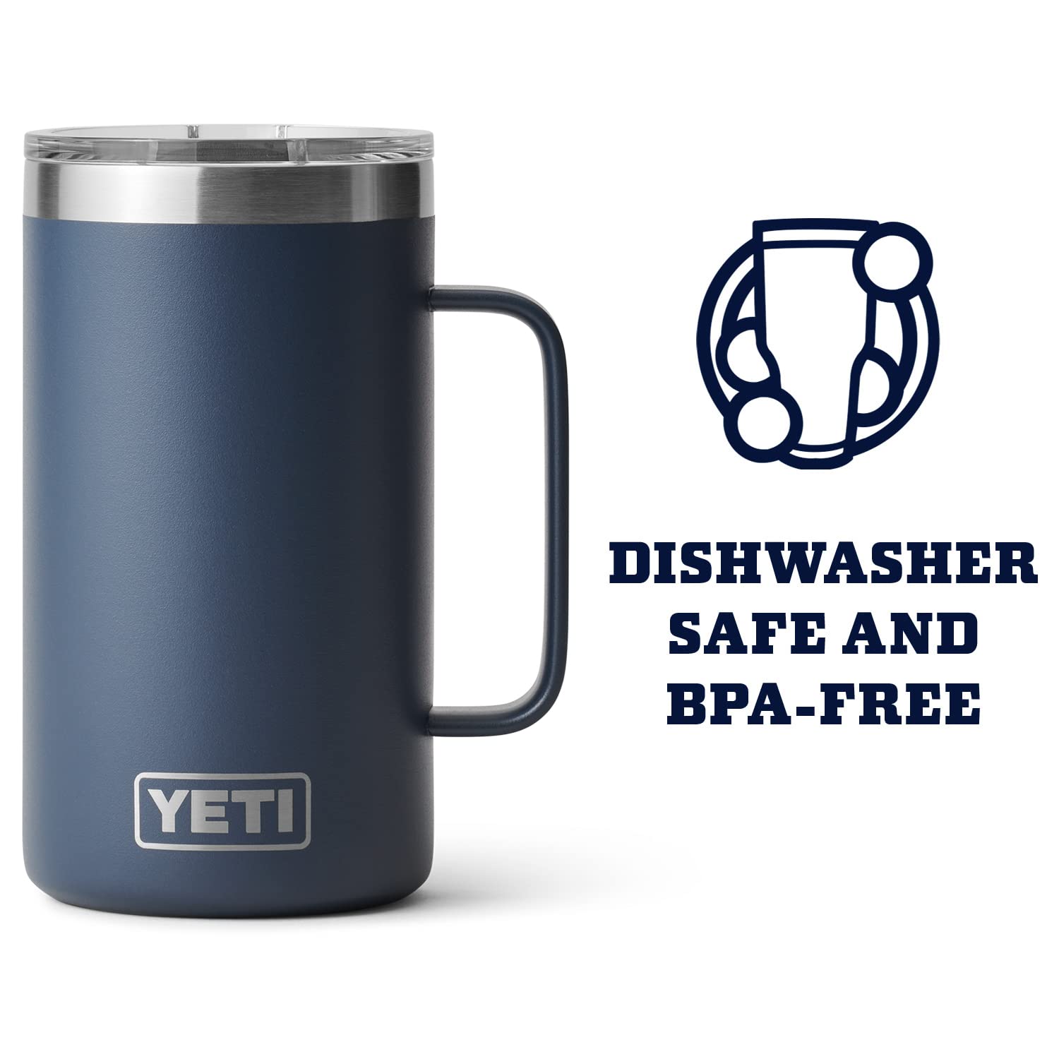 YETI Rambler 24 oz Mug, Vacuum Insulated, Stainless Steel with MagSlider Lid, Black