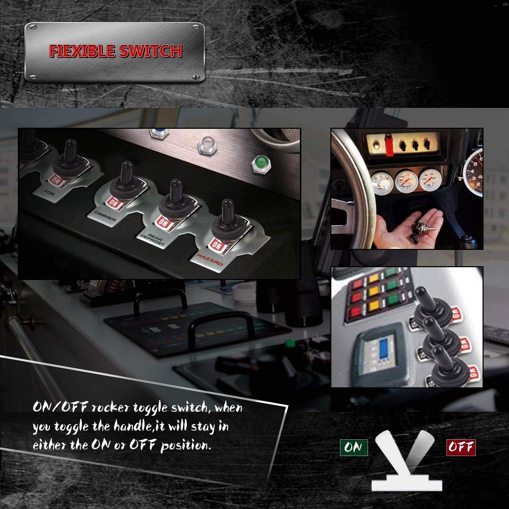 COROTC Toggle Switches, 8 Pack 2 Pin ON Off SPST Car Rocker Switches, 20A 12V Heavy Duty Waterproof Toggle Switch