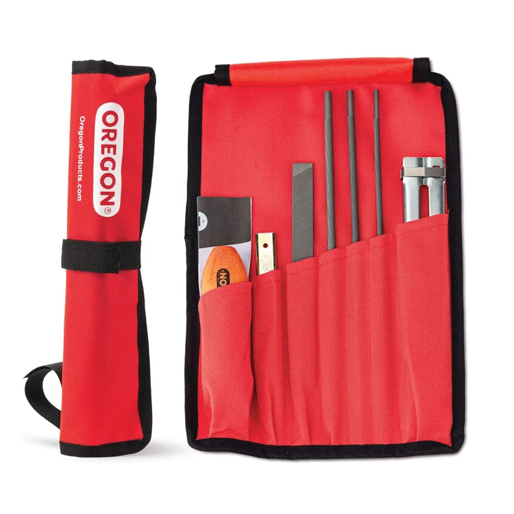 Oregon Universal Chainsaw Field 7pc Sharpening Kit - Includes 5/32", 3/16", and 7/32" Round Files, 6" Flat File, Handle, Filing Guide, and Travel Pouch (617067)
