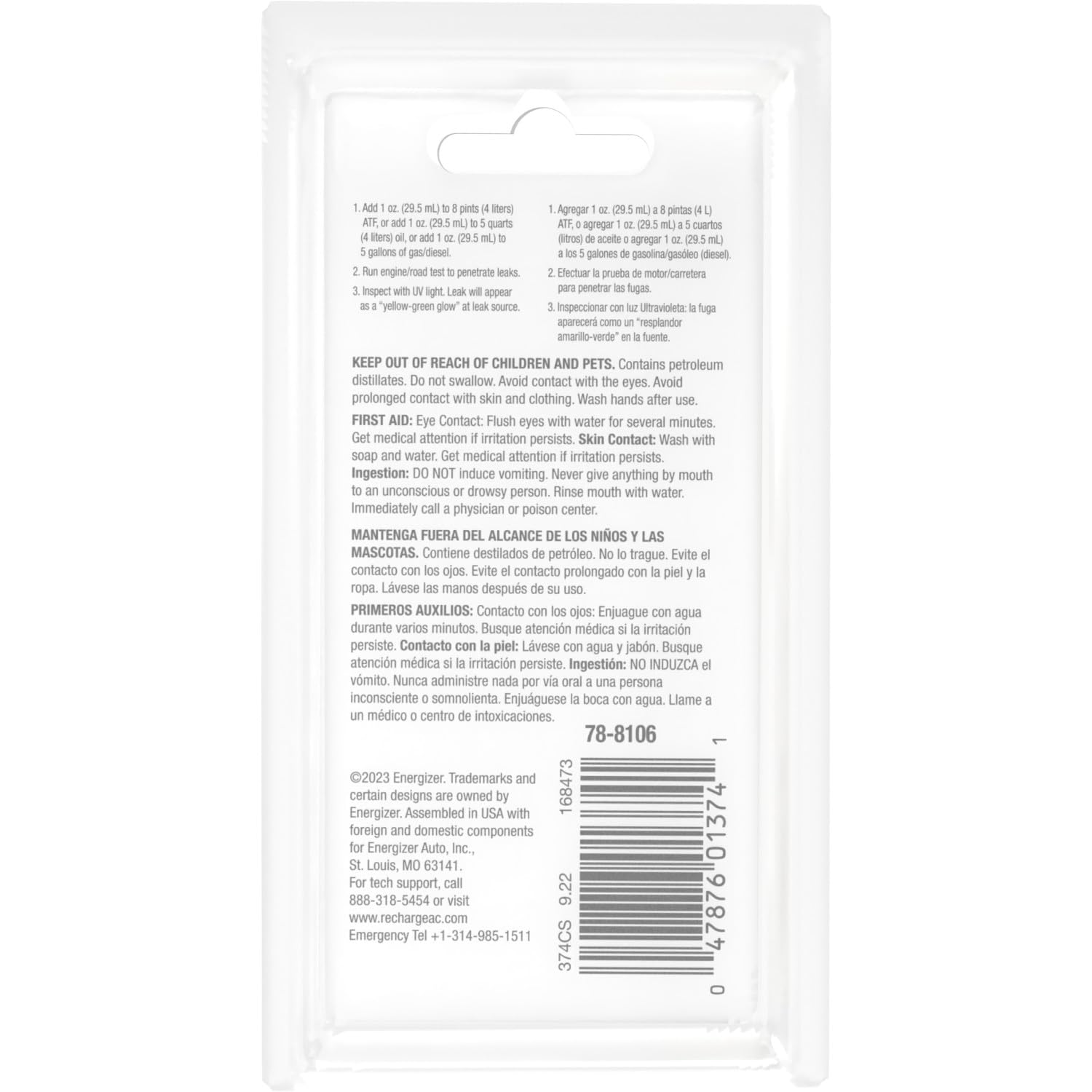 A/C Pro Certified Auto Pro Oil and Fuel System UV Dye Leak Detection for Cars & Trucks & More, 1 Oz, 374CS, Universal