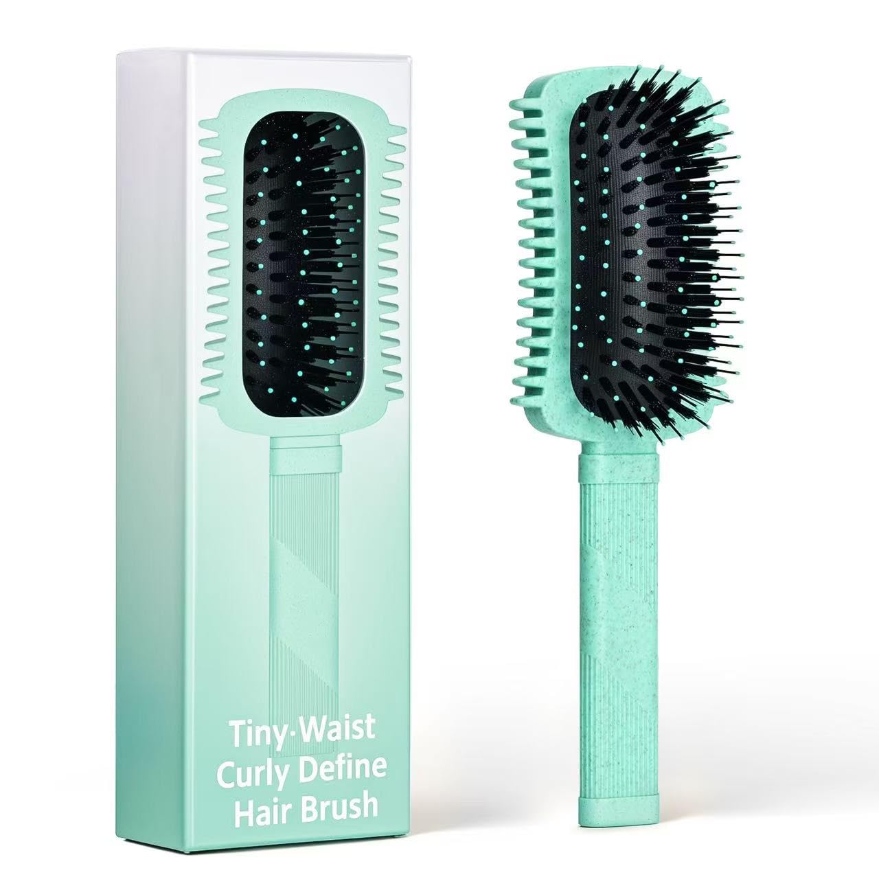 Lockenbürste zum Definieren, Volumenbürste zum mühelosen Entwirren, Formen und Stylen von Locken, Wellen und Kringeln bei Frauen, Lockenprodukte, Reduziert Frizz (Grün 1 Stk.)