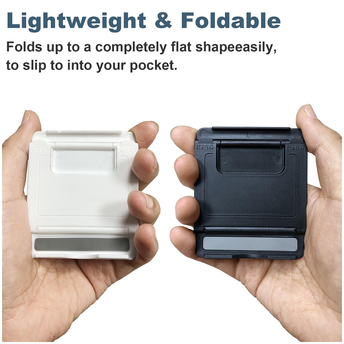 2 Pack Cell Phone Stand, Foldable Phone Holder for Desk Compatible with Phone 15 14 13 12 11 Pro Xs Xs Max Xr X 8, Nintendo Switch, All Phones, Black & White