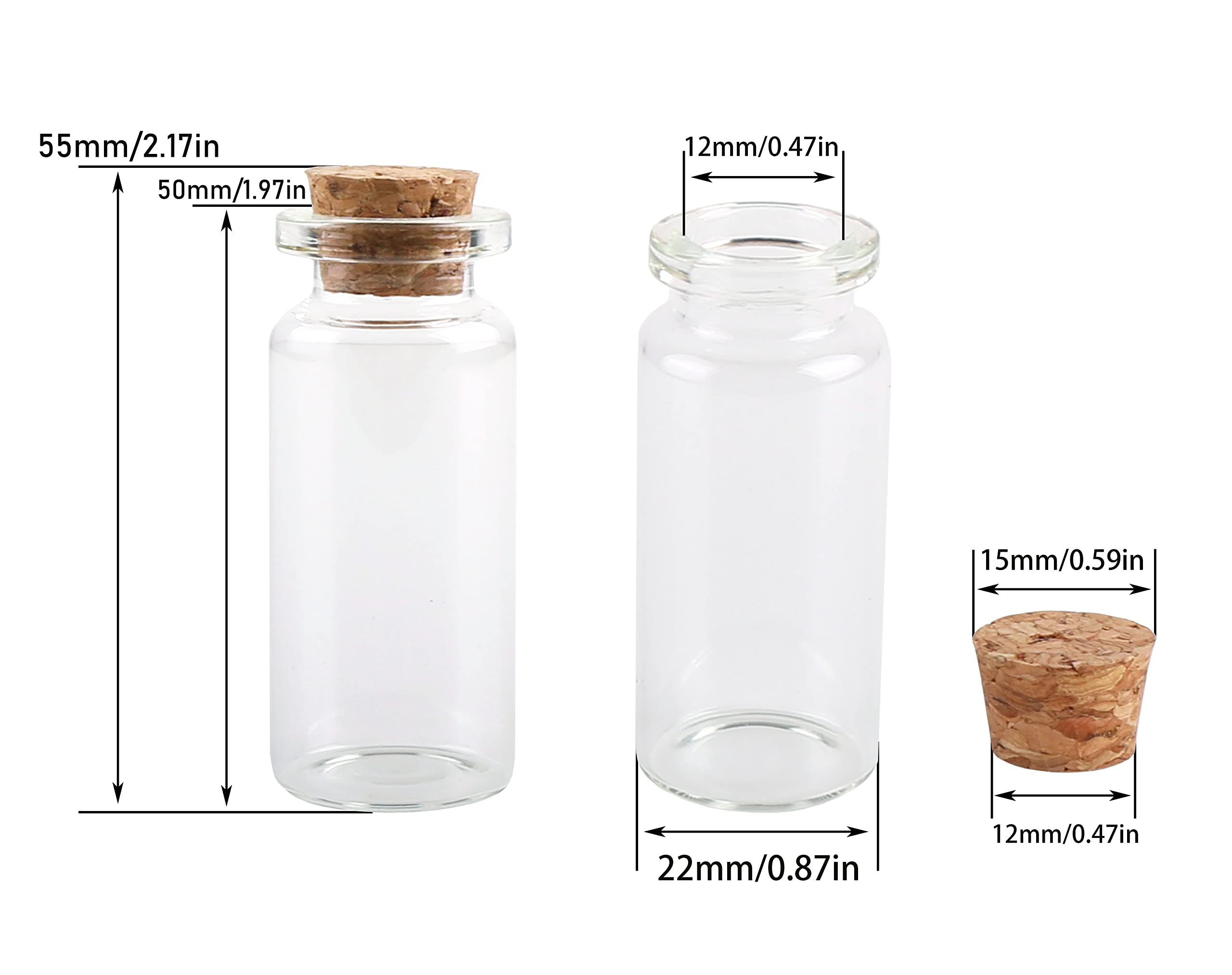 MaxMau 24PCS 10ml Glass Bottles Mini Vials with Cork Stoppers for DIY Decoration and Wedding Party Favors