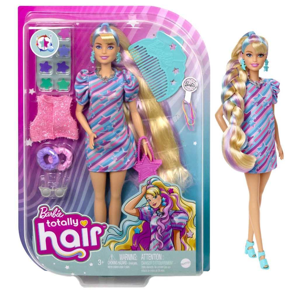 Barbie Totally Hair Doll, Star-Themed with 8.5-inch Fantasy Hair & 15 Styling Accessories (8 with Color-Change Feature)