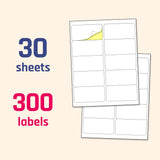 30 Sheets, Printable White Sticker Paper, Laser/Inkjet Printing - Matte, Letter Size (8.5" x 11")