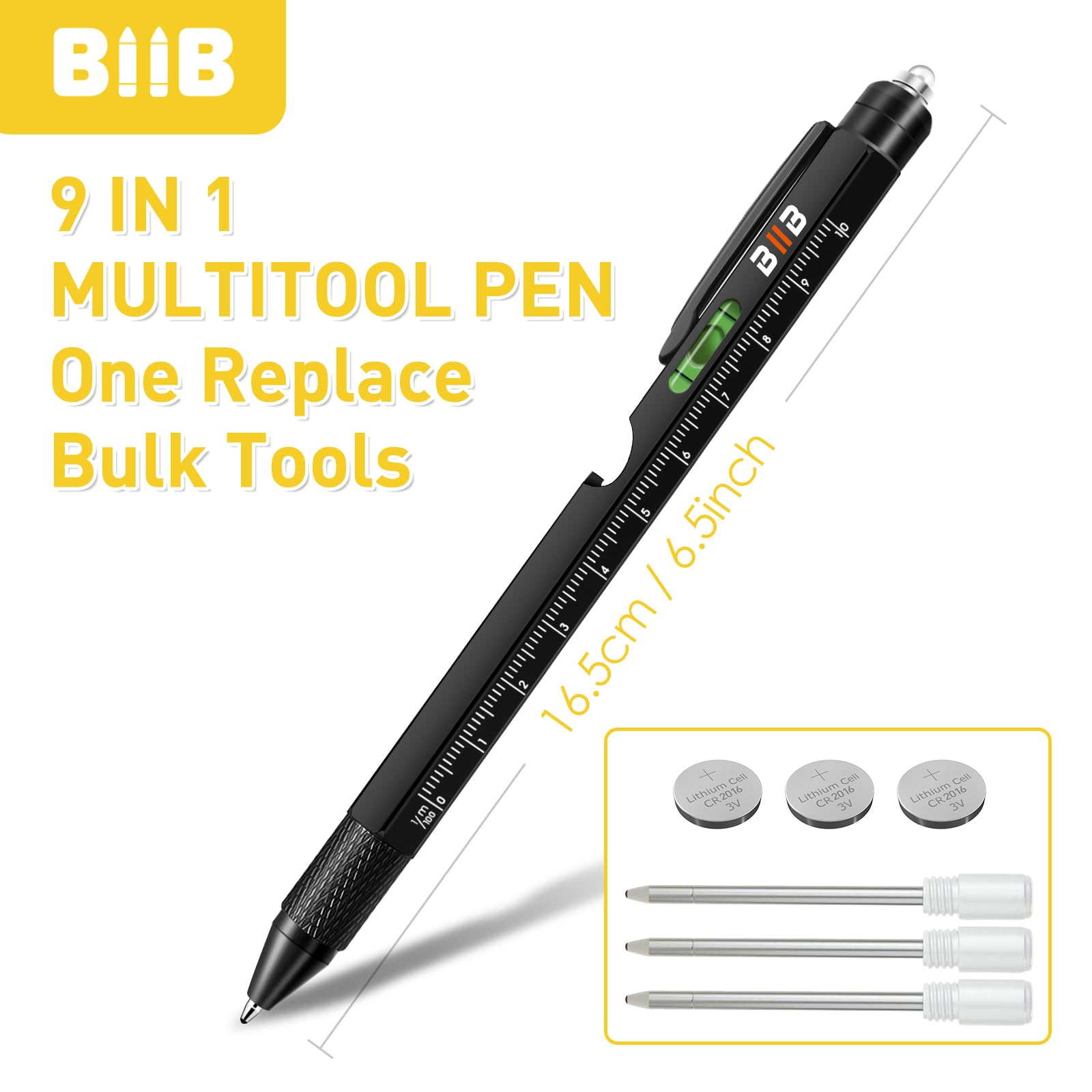 BIIB Gifts for Men, Stocking Stuffers for Adults Men 9 in 1 Multitool Pen, Mens Stocking Stuffers for Him, Mens Gifts for Dad Him Grandpa, White Elephant Gifts for Adults, Dad Gifts Gadgets for Men