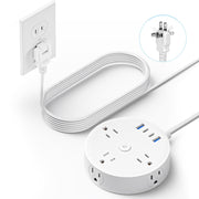 10FT 2 Prong Power Strip, Yozisital 2 Prong to 3 Prong Outlet Adapter, Flat Extension Cord, Surge Protector with Rotating Plug, 6 Outlets 4 USB(2 USB C), Wall Mount, Ideal for Non-Grounded Outlets