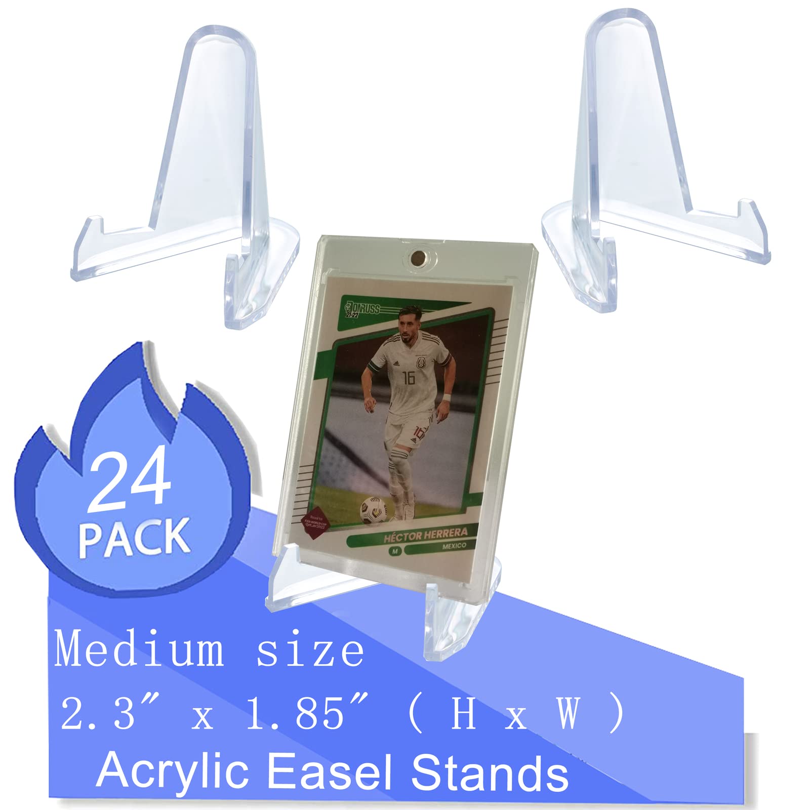 24 Packs Thickened edition (2.3 Inch) Acrylic Card stands, Card Holder Display Stand,Coin Display stand, for Display Magnetic Card Holder,Challenge Medals, Baseball Cards, Sports Cards, Trading Cards