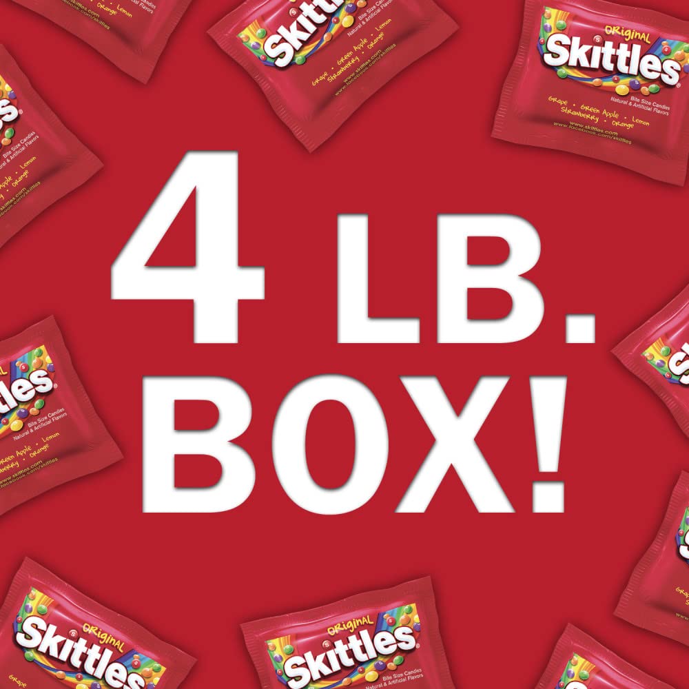 SKITTLES Original Fun Size Summer Chewy Candy, 4LB Bulk Candy Box