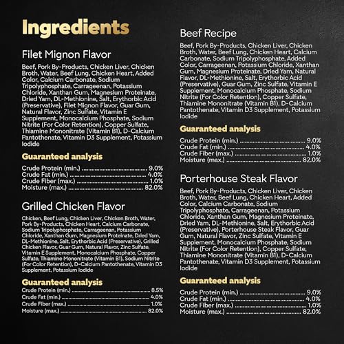 Cesar Wet Dog Food Classic Loaf in Sauce Beef Recipe, Filet Mignon, Grilled Chicken and Porterhouse Steak Variety Pack, 3.5 oz. Easy Peel Trays (24 Count, Pack of 1)