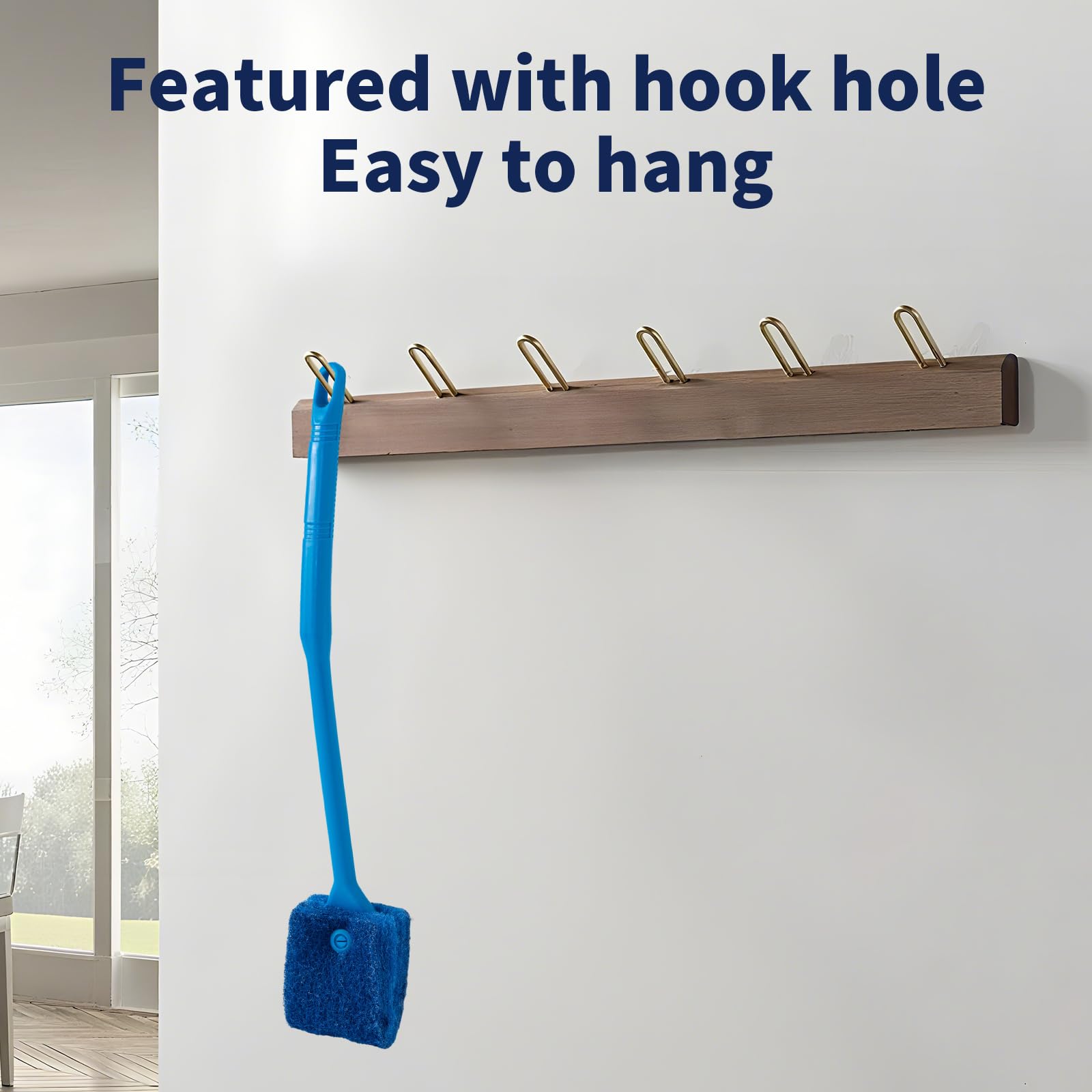 SLSON Aquarium Algae Scraper Double Sided Sponge Brush Cleaner Long Handle Fish Tank Scrubber for Glass Aquariums and Home Kitchen,15.4 inches (1)