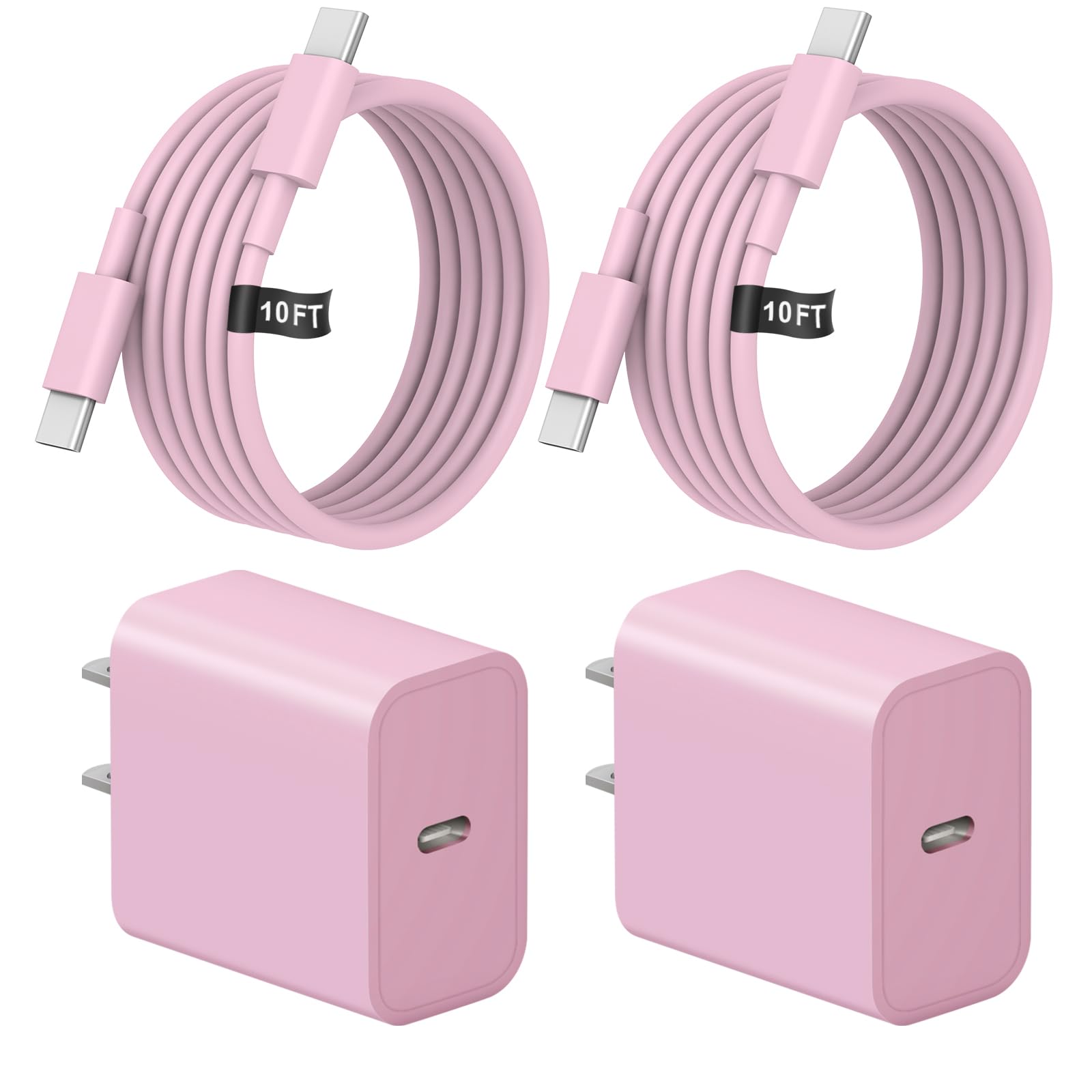 10 FT iPhone 16 15 Charger Fast Charging USB C Charger Block Type C Chagrer Fast Charging 2-Pack for iPhone 16/16 Plus/16 Pro/16 Pro Max/iPhone 15/15 Pro Max/Samsung