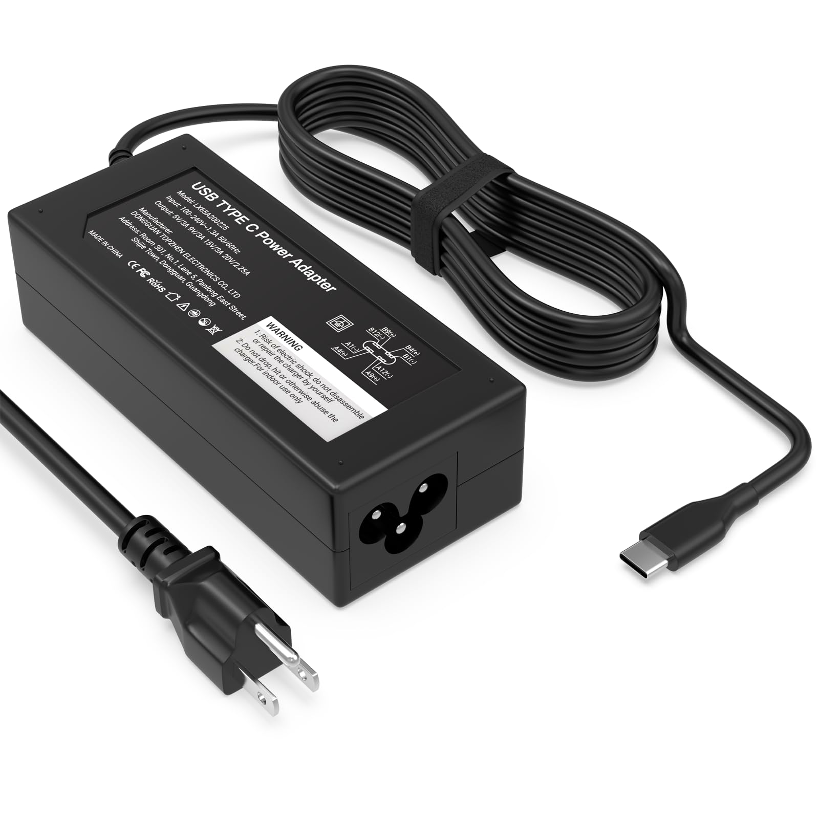 شاحن لاب توب GKLSPL - محول طاقة USB-C بقوة 45 واط متوافق مع HP Chromebook، شحن سريع لشاحن لاب توب USB C، سلك طاقة Type C بطول 6 أقدام