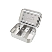 LunchBots Small Protein Packer Bento Box - Extra Small Divided Stainless Steel Snack Container - 4 Sections for 1-2oz of Nuts, Meat, Cheese, Finger Foods - Dishwasher Safe - Stainless Lid
