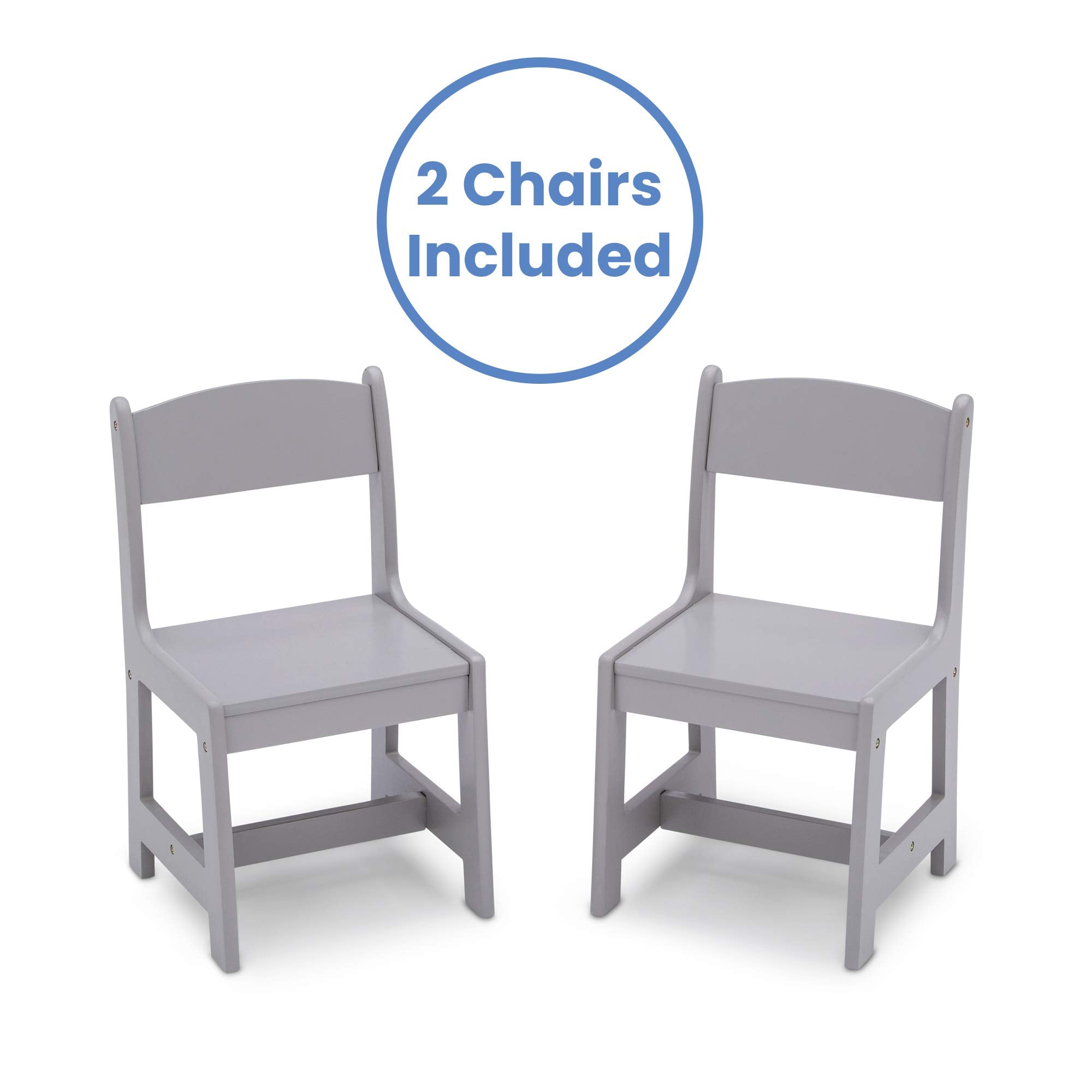 Delta Children MySize Kids Wood Table and Chair Set (2 Chairs Included) - Ideal for Arts & Crafts, Snack Time & More - Greenguard Gold Certified, Grey, 3 Piece Set