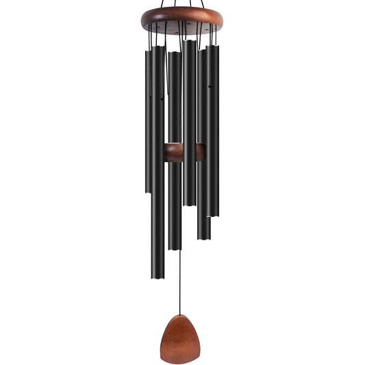 Bursvik Large Aluminium Wind Chimes 37" Inches to Create a Zen Atmosphere Suitable for Outdoor, Garden, Patio Decoration. Classic Black Wind Chimes with Wind Catcher Suitable as A Gift for Unisex