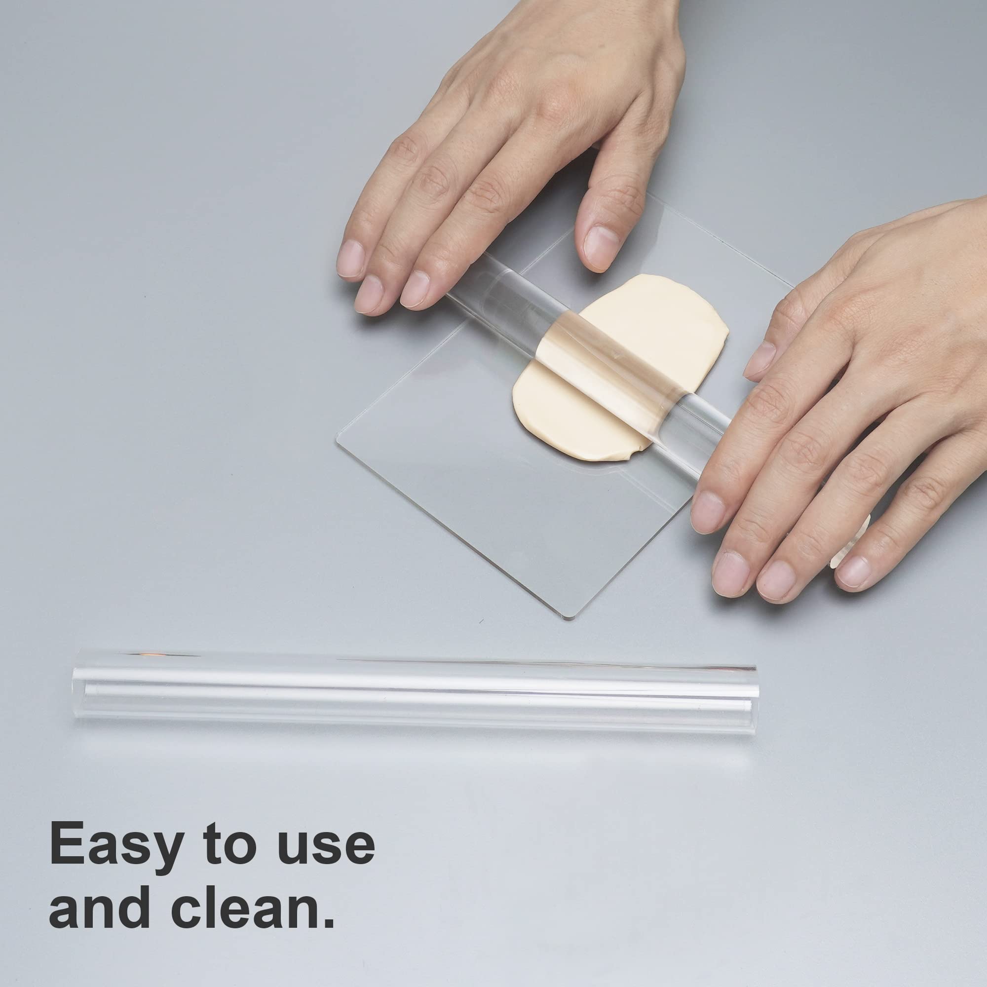 12 Pieces Polymer Clay Cutter Tools Acrylic Roller Pin for Sculpting Craft Shaping Knife Ceramic Cutters Slicer Kit Clear Rectangle Sheet Press Board Wire Texture Set Needle Detail Modelling Supplies