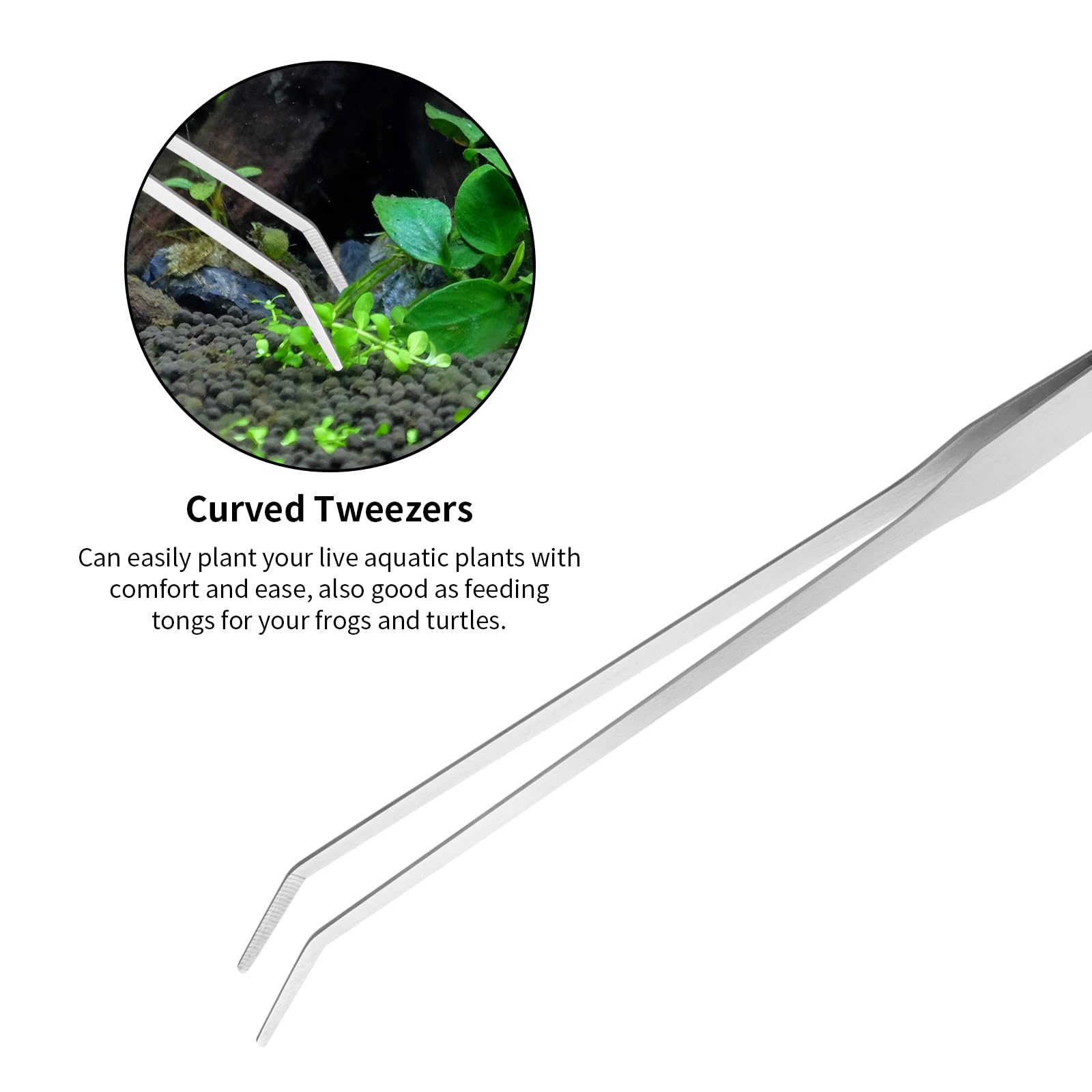 Ohtomber Aquascape Tools Aquarium Kit - 4PCS Terrarium Supplies Include Long Tweezers for Terrarium, Feeding Tongs, Aquarium Scissors, Algae Scraper for Fish Tank Cleaning Plant Trimming