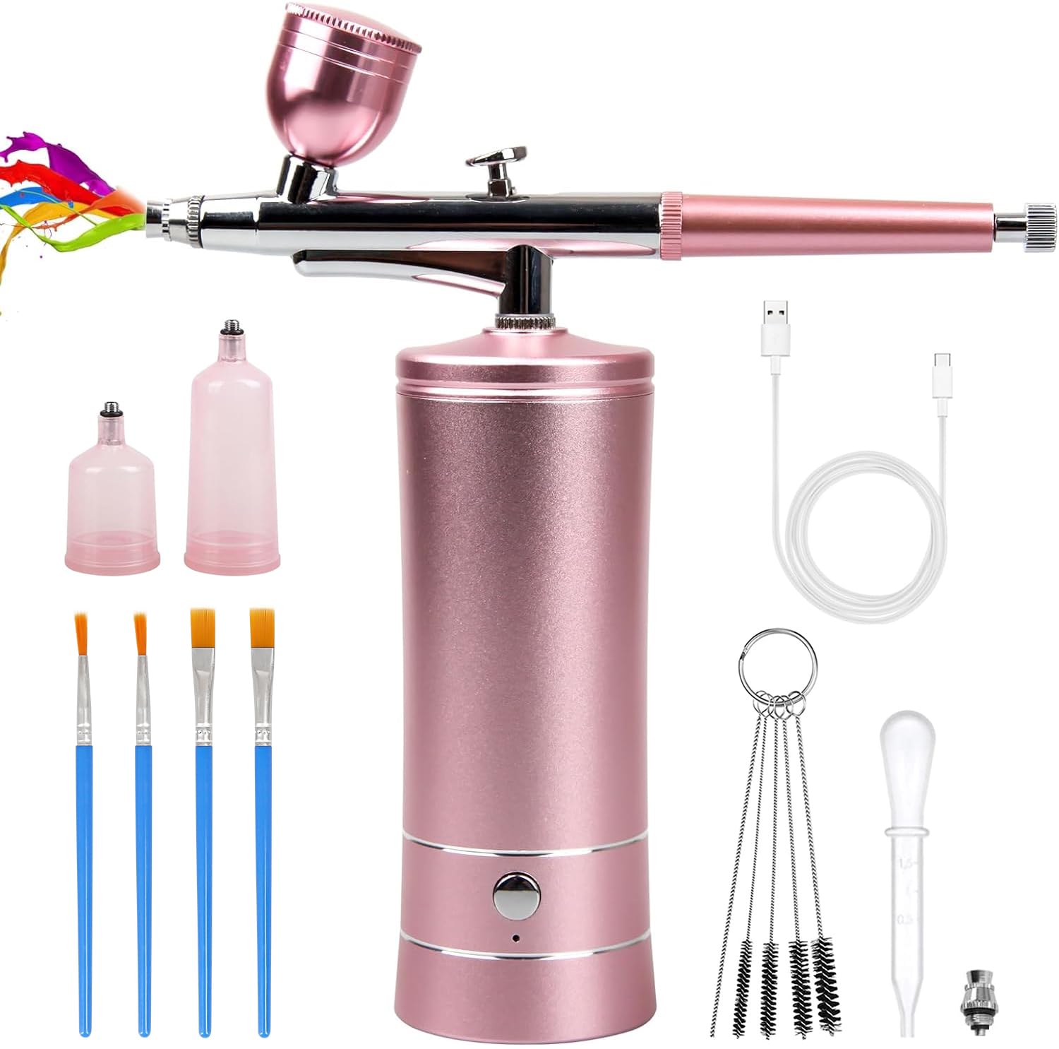 Airbrush-Kit Rechargeable Cordless Airbrush Compressor -Auto Handheld Airbrush Gun, Airbrush Set Portable Wireless Air Brush for Barber, Nail Art, Cake Decor, Makeup, Model Painting