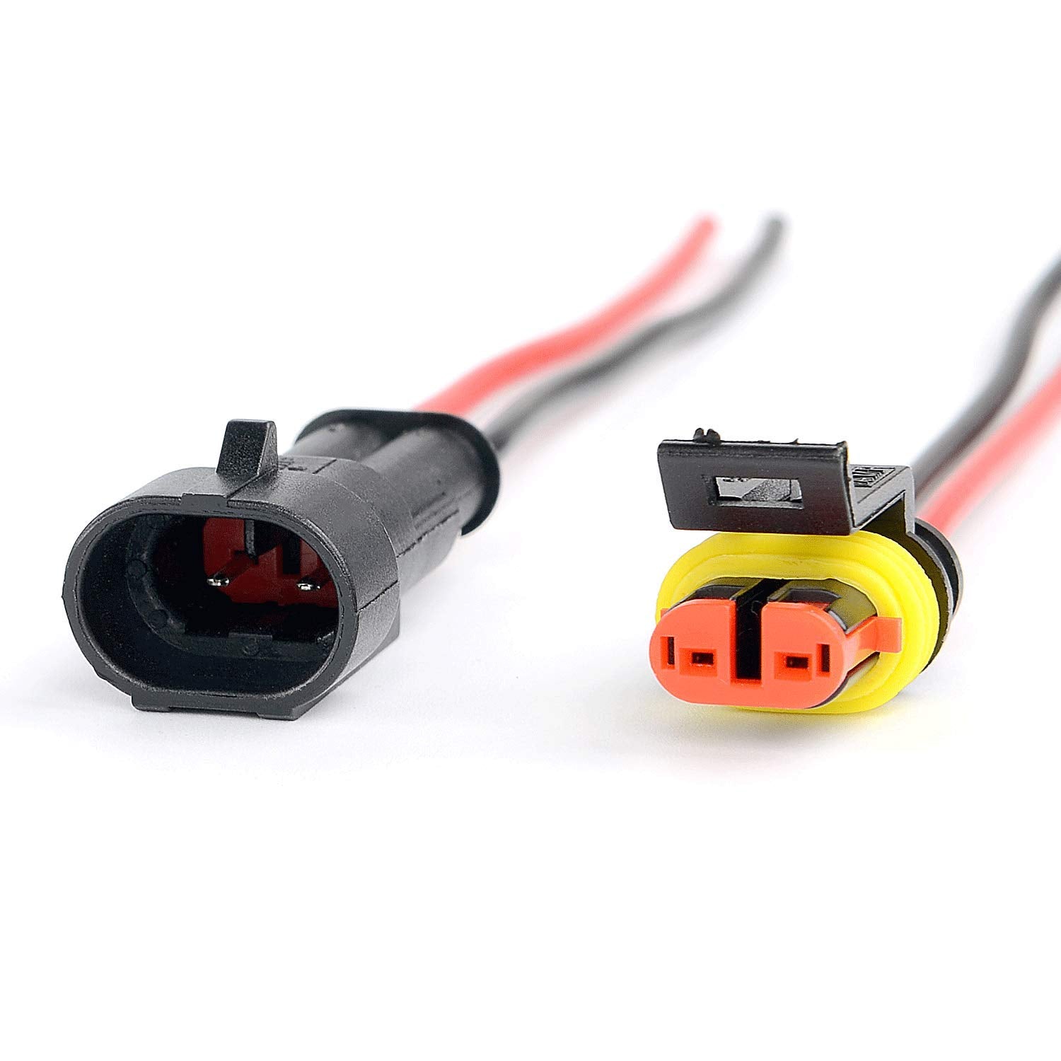 Nilight - 50020R 2Pin Way 16AWG Waterproof Wire 1.5mm Series Terminal Connector-10 Pack,2 Years Warranty