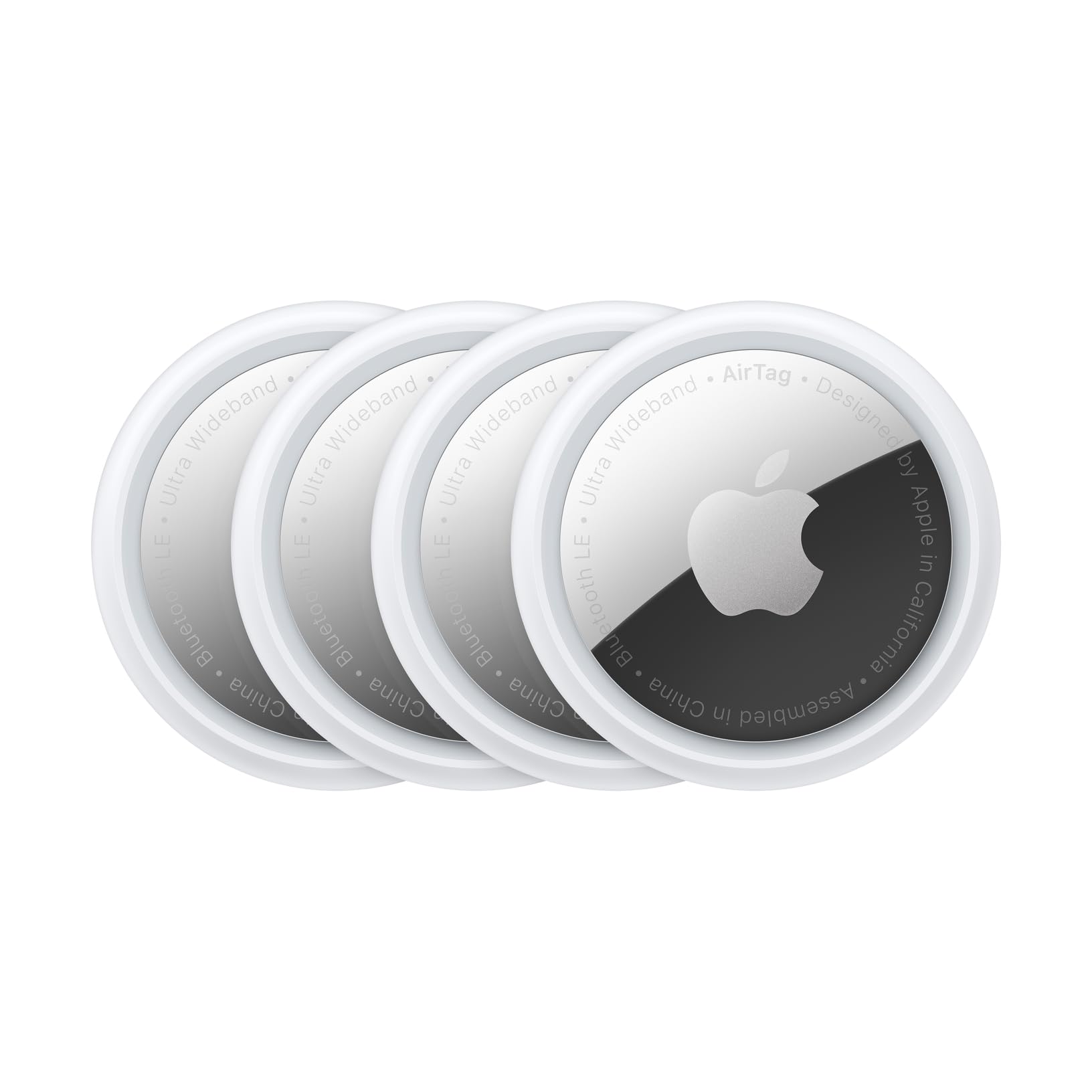 Apple AirTag 4er-Pack. Verfolgen und finden Sie Ihre Schlüssel, Geldbörse, Gepäck, Rucksack und mehr. Einfache Einrichtung mit einem Fingertipp auf iPhone oder iPad