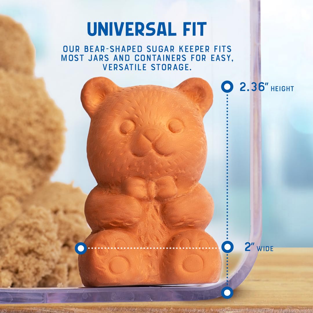 Vivid Works Brown Sugar Keeper - Terracotta Brown Sugar Bear to Maintain Food Moisture in Storage Container - Terra Cotta Food Saver