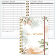 Bill Tracker Notebook - Monthly Bill Organizer & Planner for Personal Budgeting Financial, Payments Checklist Organizer, 5.8" x 8.5", Rose Leaf