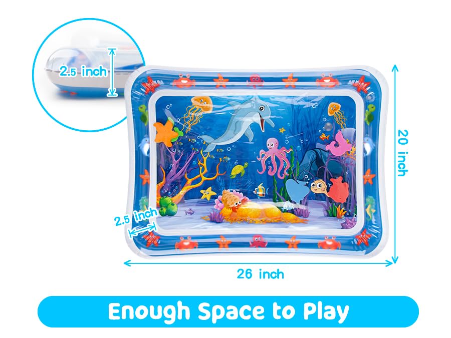 Yeeeasy Tummy Time Water Mat丨Inflatable Tummy Time Water Play Mat for Babies, Infants and Toddlers 3 to 12 Months Promote Development Toys Baby Gifts