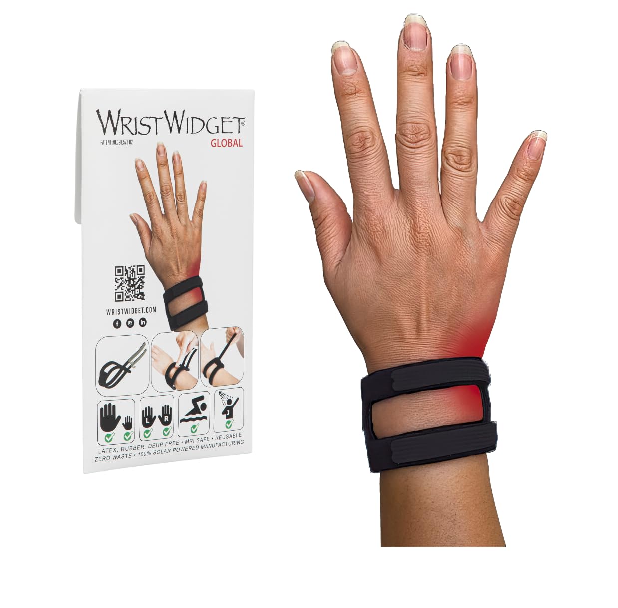 دعامة معصم WristWidget لتمزقات TFCC، مقاس واحد يناسب معظم المعاصم. للمعصمين الأيسر والأيمن، توفر الدعم لإجهاد تحمل الوزن، وللتمرين.