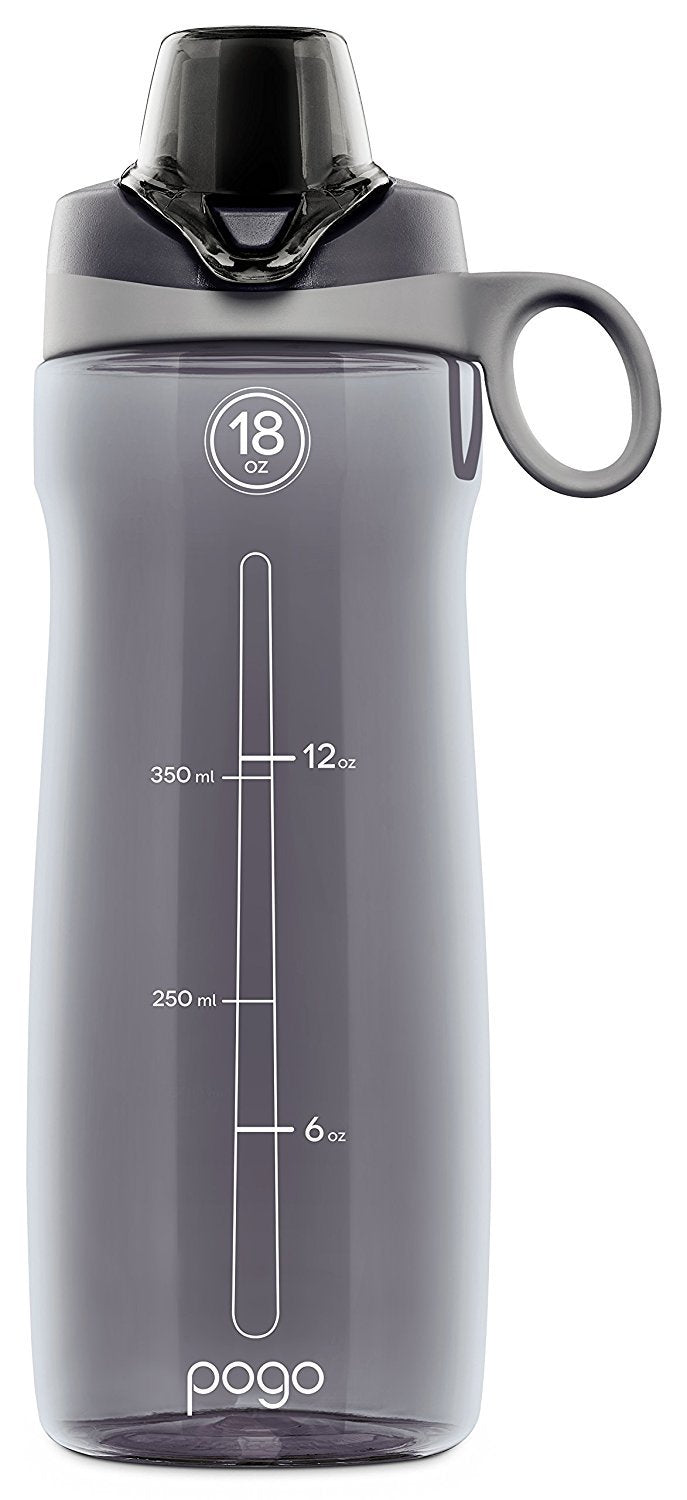 Pogo BPA-Free Tritan Plastic Water Bottle with Chug Lid, 18 Oz, Grey