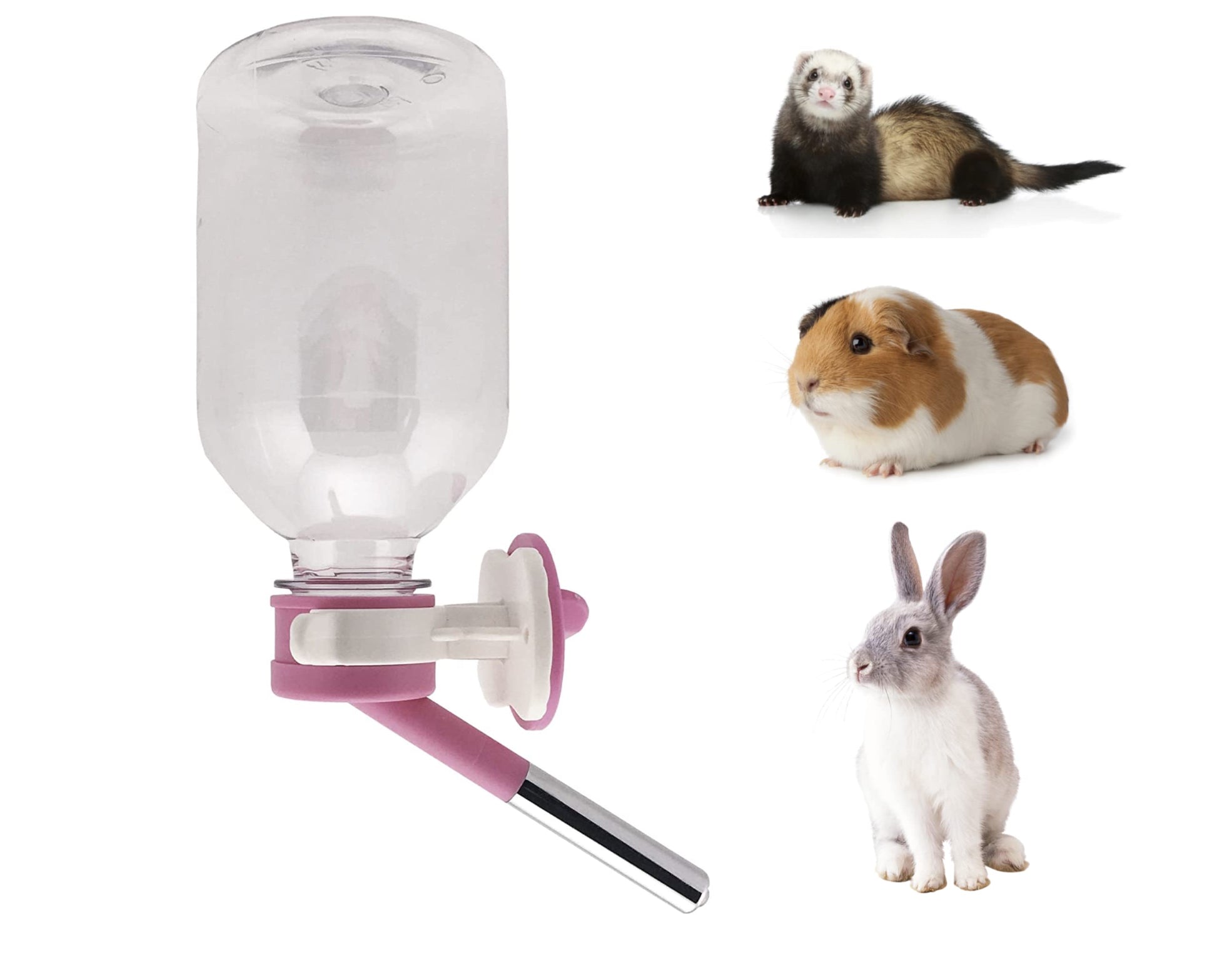Choco Nose Patented No-Drip Water Bottle/Feeder for Guinea Pigs/Hamsters/Bunnies/Ferrets/Other Small Pets, Critters and Animals -for Cages, Crates or Wall Mount. 10.2 oz. Nozzle 10mm, Pink (C128)