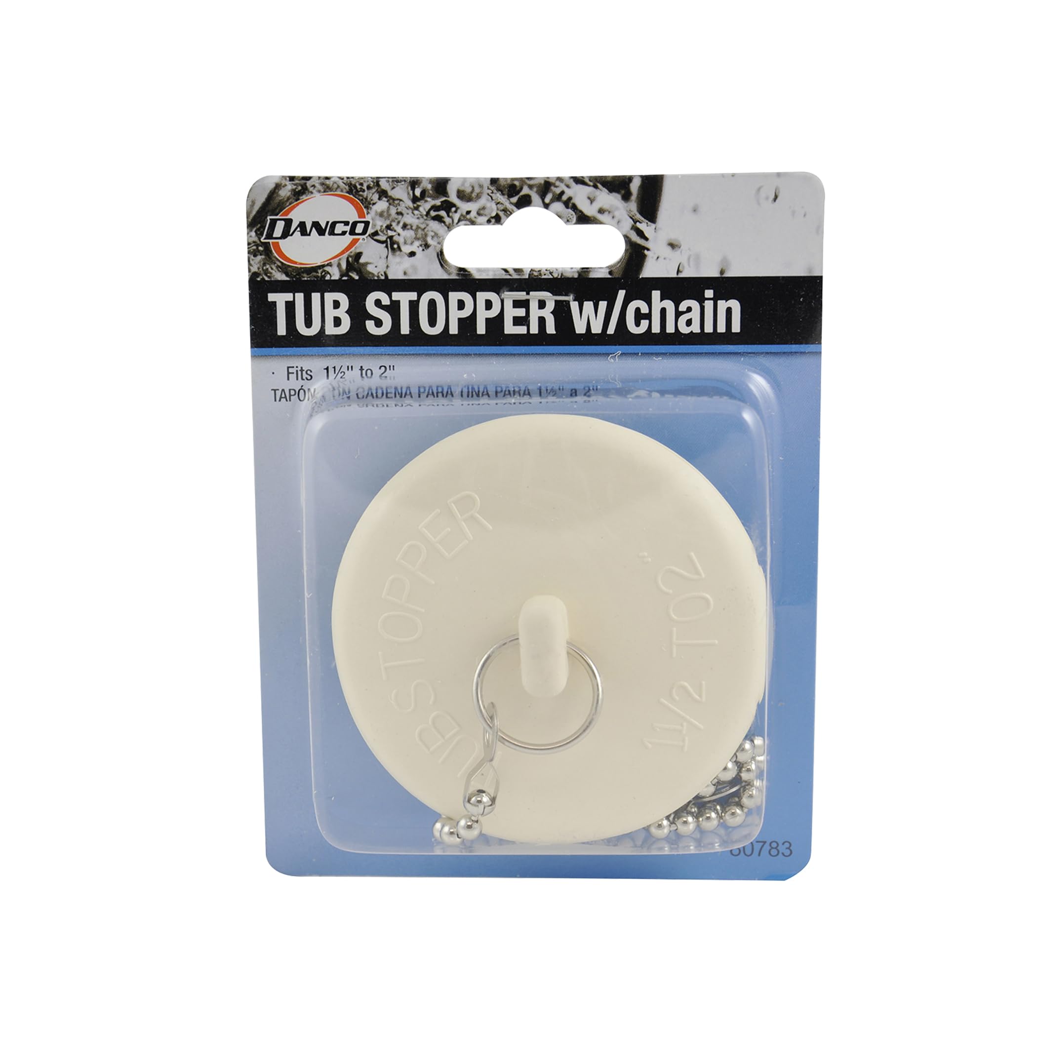 Danco 80783 Fit-All Rubber Stopper, Tub Drain, White