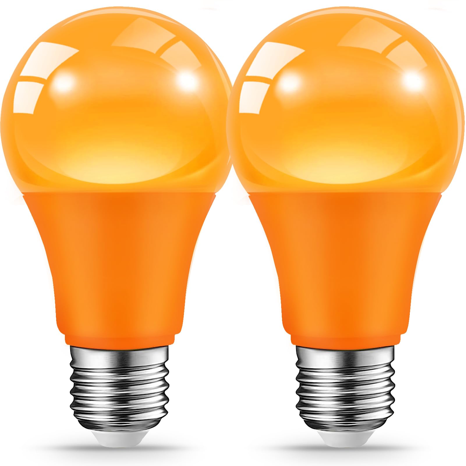 JAHEKS Orange Light Bulbs for Outdoor Porch, 9W(60W Equivalent) E26 Base LED Orange Bulb for Halloween Christmas Wedding,Party,Bar,Holiday Lighting,Home Decor, 2-Pack