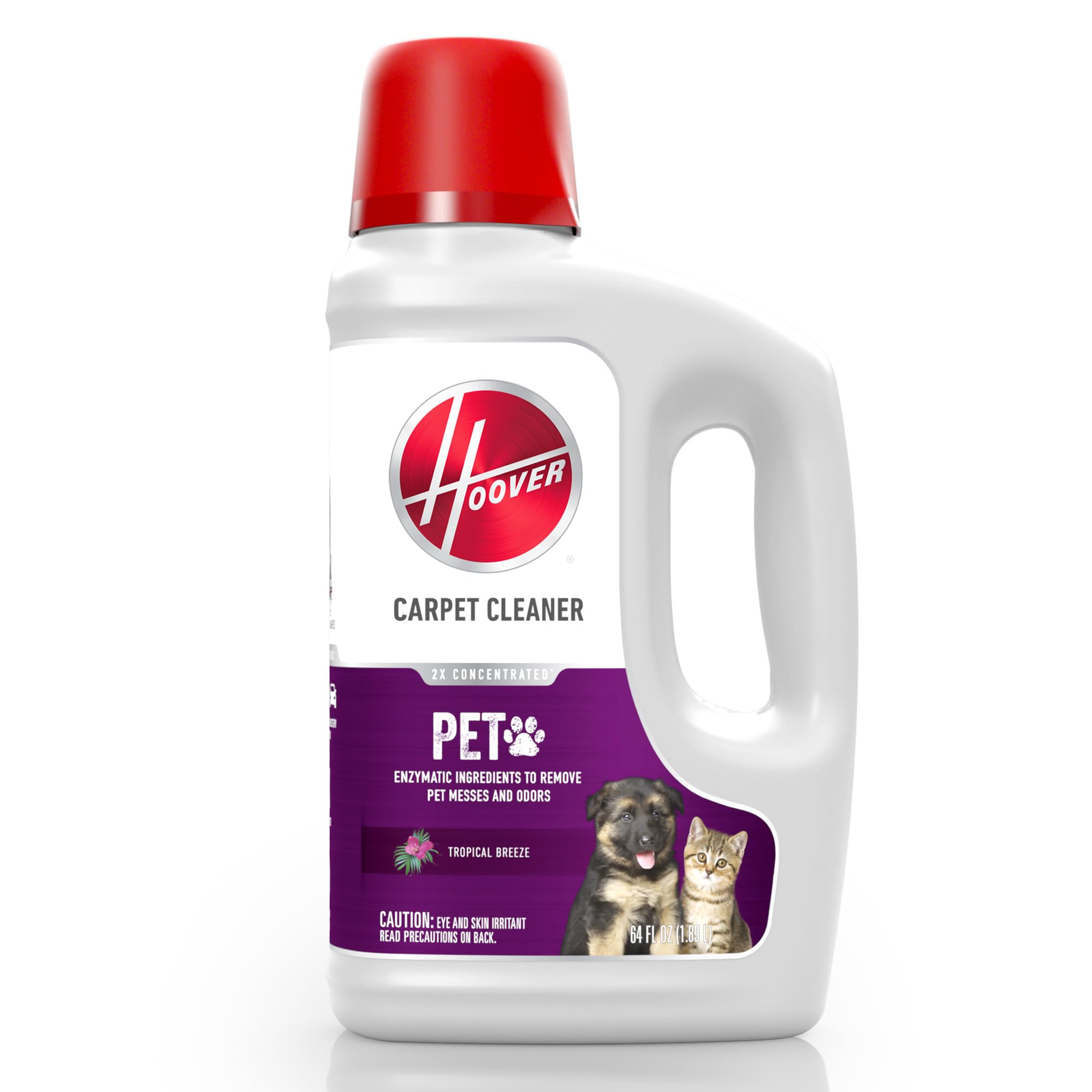 Hoover Pet Carpet Cleaner Solution, 128 oz., Tropical Breeze Scent, Deep Cleaning Carpet Shampoo Solution, Eliminates Urine Stains and Odors, Pair with Hoover Carpet Cleaner Machine