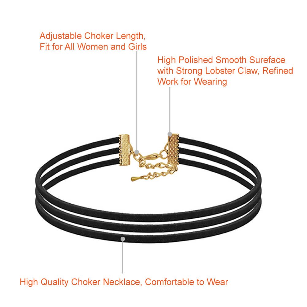 PAXCOO 10PCS Black Velvet Choker Necklaces with A Stroage Bag for Women