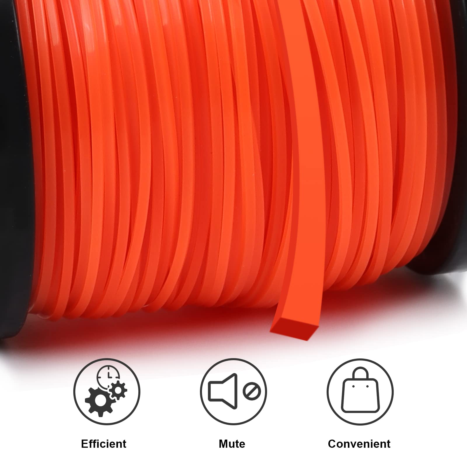 Viabrico String Trimmer Line, Square Orange Heavy Duty Weed Eater String, Premium Nylon Universal 0.095" x 1.7LB, 330Foot