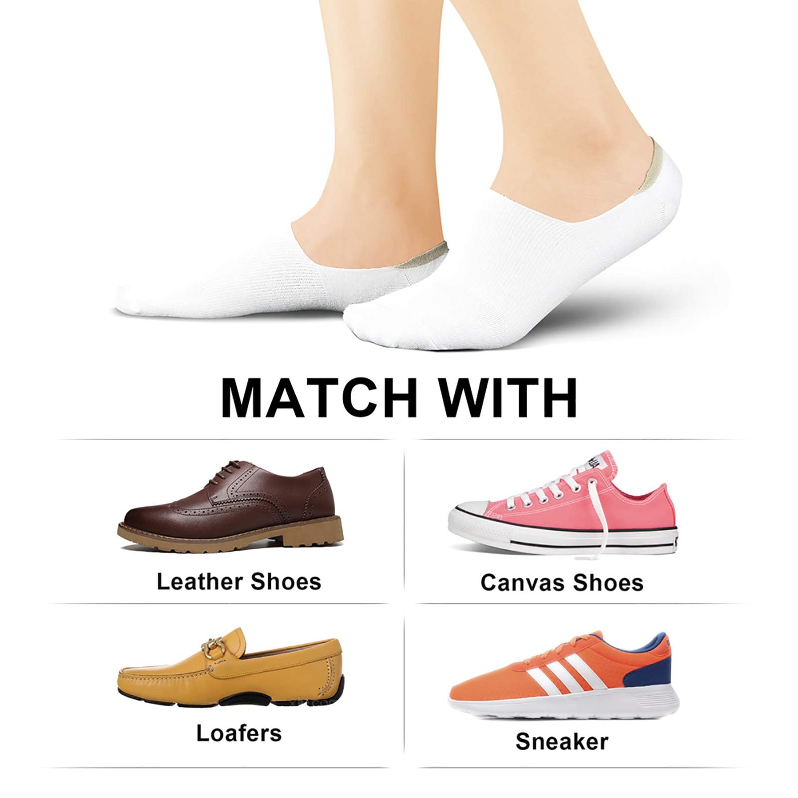 wernies No Show Socks Women Low Socks Non Slip Flat Boat Line 4 Pairs