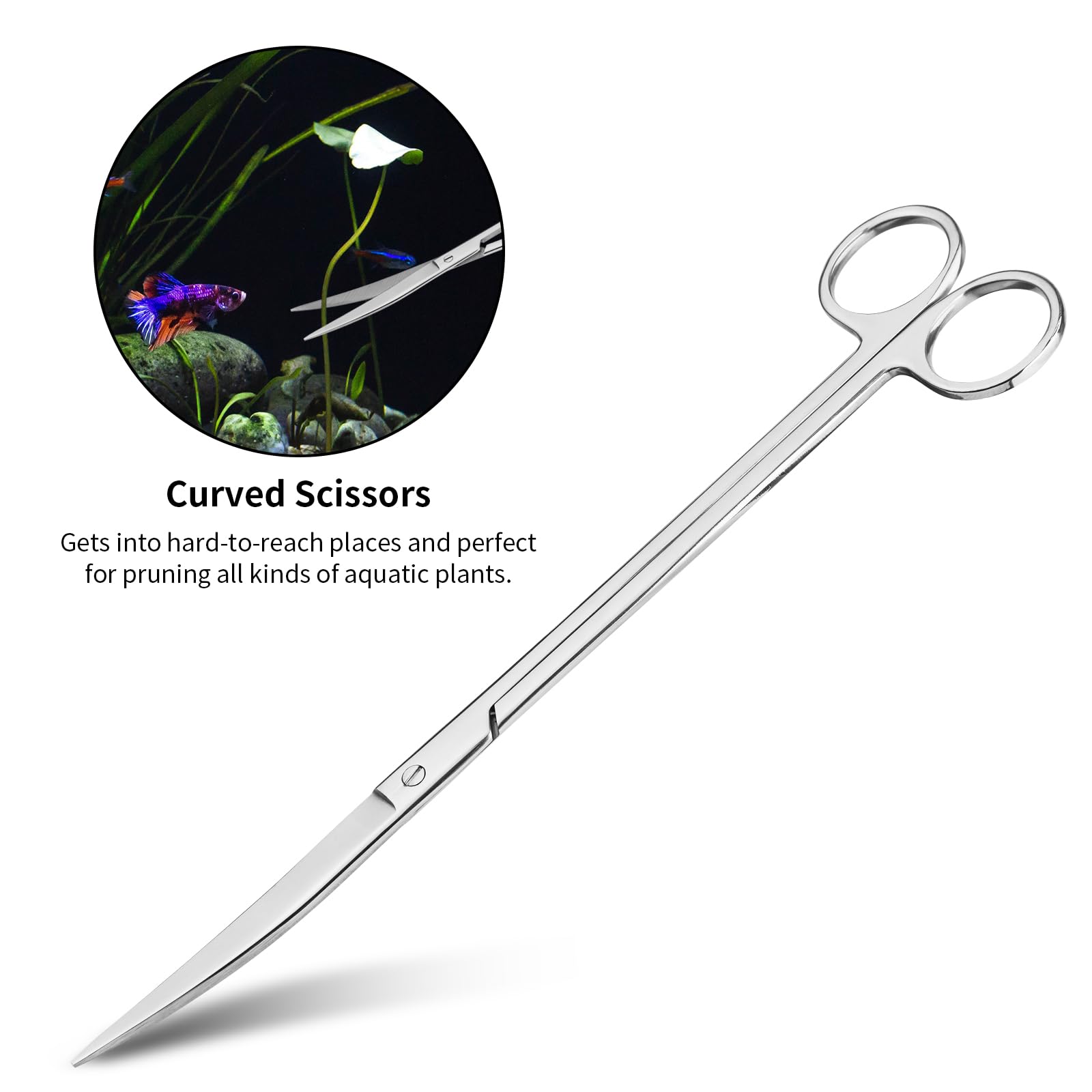 Ohtomber Aquascape Tools Aquarium Kit - 4PCS Terrarium Supplies Include Long Tweezers for Terrarium, Feeding Tongs, Aquarium Scissors, Algae Scraper for Fish Tank Cleaning Plant Trimming
