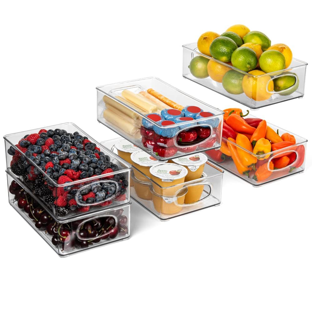 ClearSpace Plastic Pantry Organization and Storage Bins – Perfect for Kitchen/Fridge/ Refrigerator/Cabinet Organizers - 6 Pack