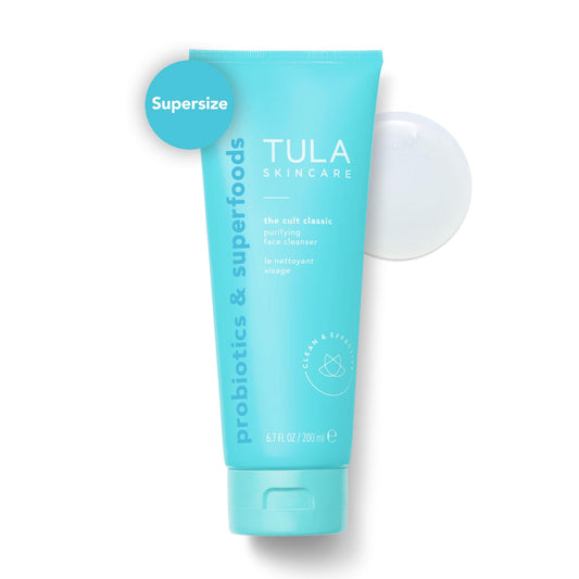 TULA Skin Care Cult Classic Purifying Face Cleanser - Supersize, Gentle and Effective Face Wash, Makeup Remover, Nourishing and Hydrating, 6.7 oz.