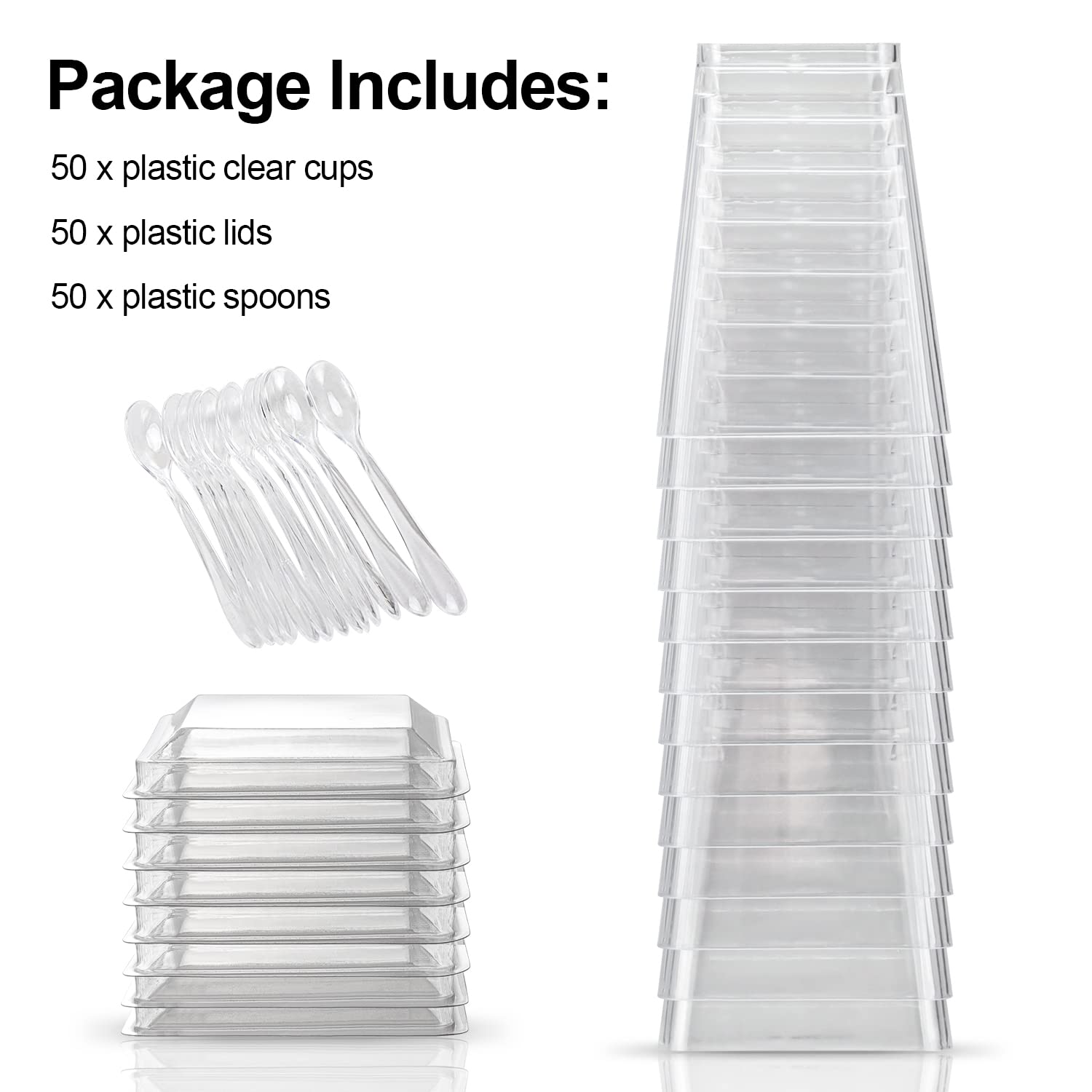 EASERCY 50 Pack 5 oz Plastic Dessert Cups with Lids, Yogurt Parfait/Appetizer Cup with Lids for Party, Mini Dessert Cups with Spoons Dessert Shooter Cups for Pudding, Fruit and Ice Cream