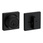 Kwikset 660 Contemporary Deadbolt Deadbolt Lock, Matte Black Square Exterior Keyed Front Entry Door, Pick Resistant SmartKey Rekey Security, Single Cylinder Dead Bolt