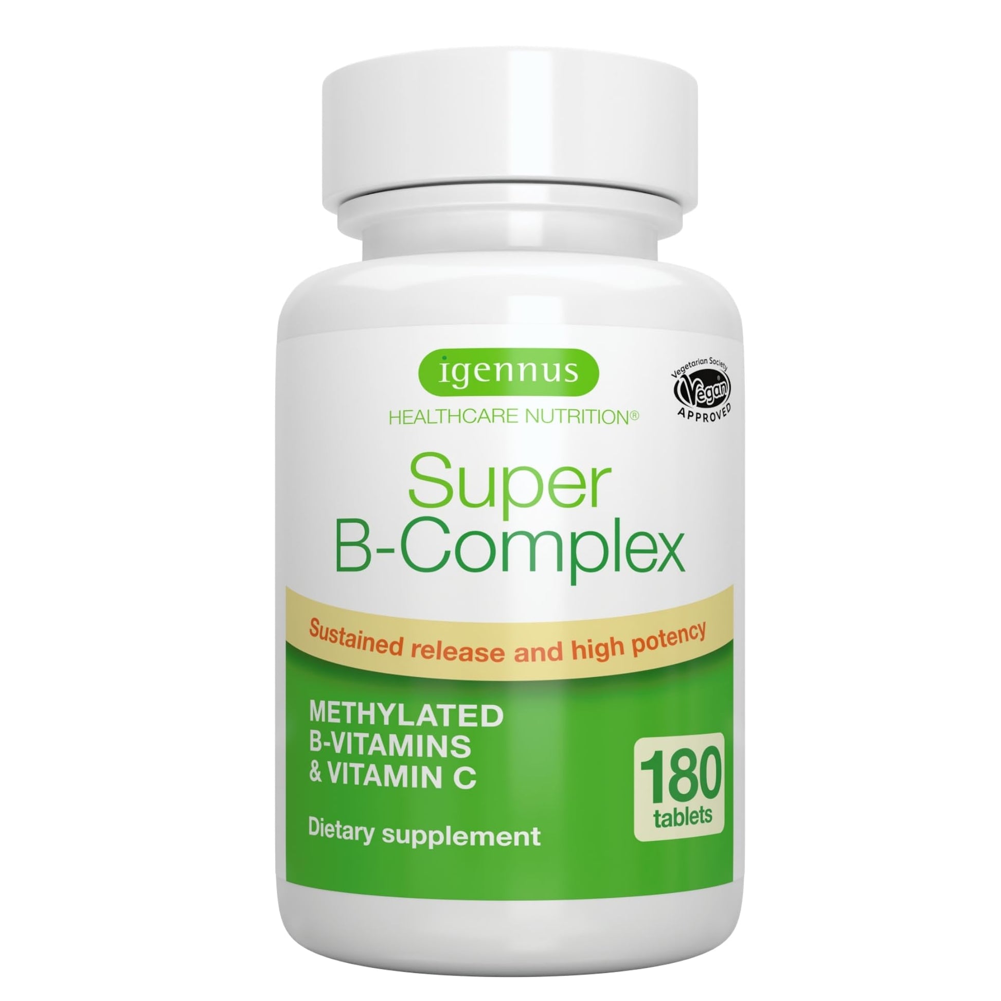Super B-Complex – Methylated B Vitamins, MTHFR Supplement with Methylfolate & B12 Methylcobalamin, Sustained Release, Clean Label, Vegan, Lab Verified, 60 Small Tablets by Igennus