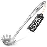 Zulay Kitchen Stainless Steel 13" Soup Ladle - Comfort Grid Steel Ladle with Long Handle and Ample Bowl Capacity Perfect for Stirring, Serving Soups and More - Heavy-Duty Metal Ladle